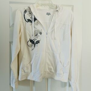 RBX Cream Hoodie with Black Floral Design Size M